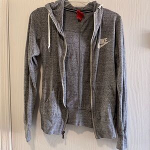 Nike Gray Zip-Up Hoodie with White Logo size small - great condition